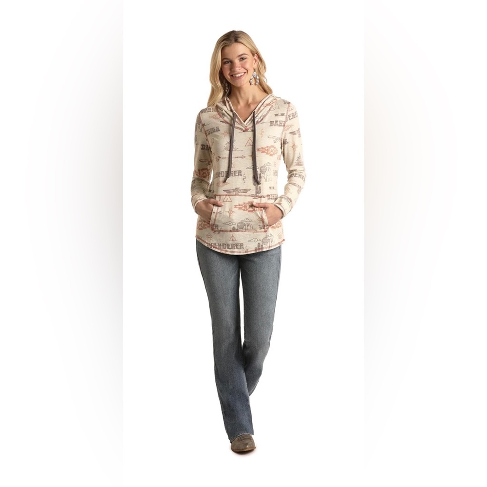 PANHANDLE WOMEN'S WESTERN PRINT HOODIE, SIZE S